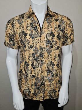 Silver Stone Collection Men's Short Sleeve Floral  Print  XL ButtonUp Shirt  NWT